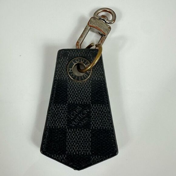 Louis Vuitton Damier Ebene Black Gray Key Chain Ring - Picture 1 of 13